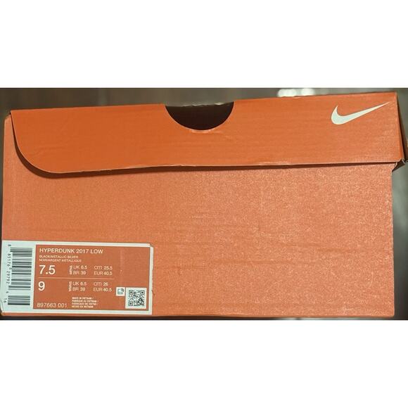 NEW Nike Hyperdunk 2017 Low Black Metallic Silver 897663-001 Men’s Size Multi - Picture 7 of 7